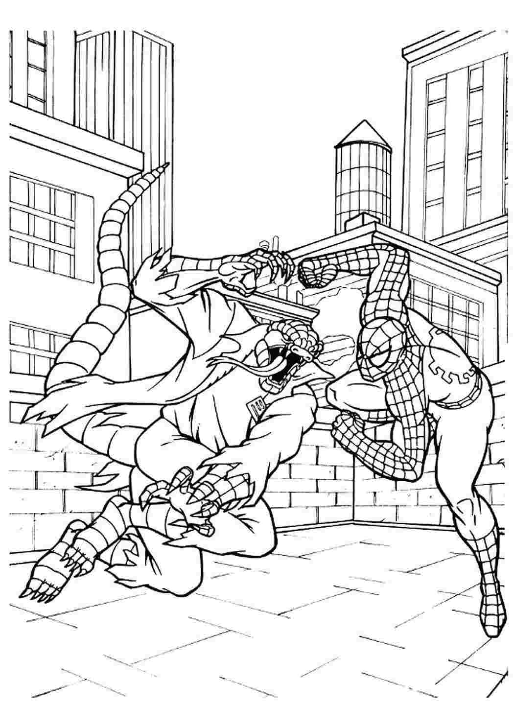 Раскраска Людина павук у бою