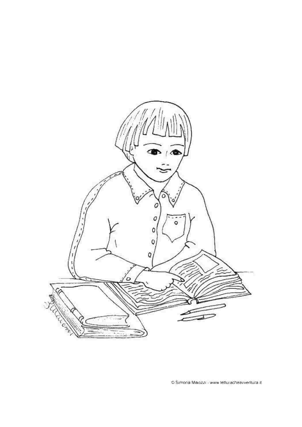Раскраска Хлопчик читає книгу