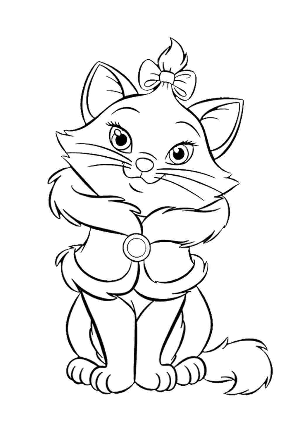 Раскраска Гарні розмальовки Гарна кішечка з пишною накидкою