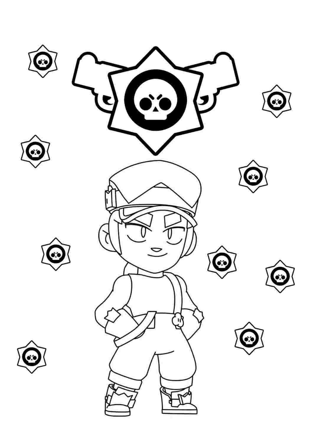 Раскраска Гарні розмальовки Розфарбування Brawl Stars Фенг Новий Боєць
