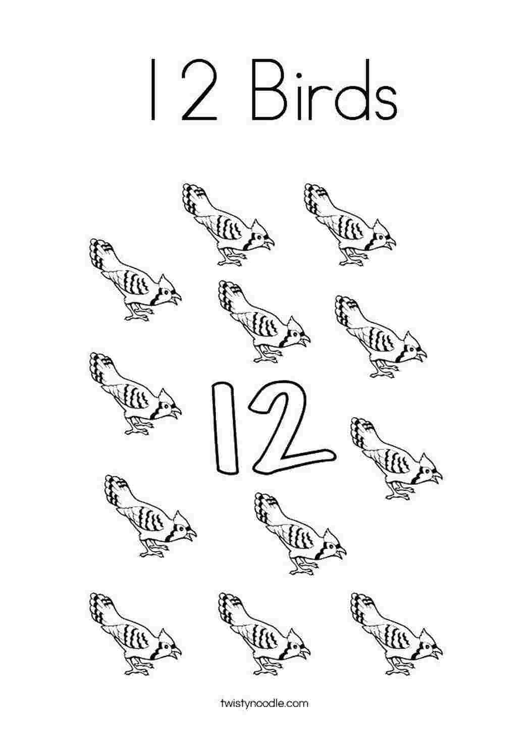 Раскраска Число 12 та птахи