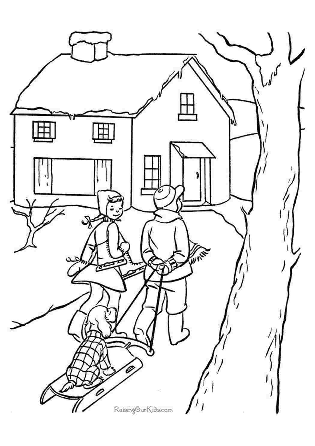 Раскраска дім розмальовка зимовий палац сім я йде додому