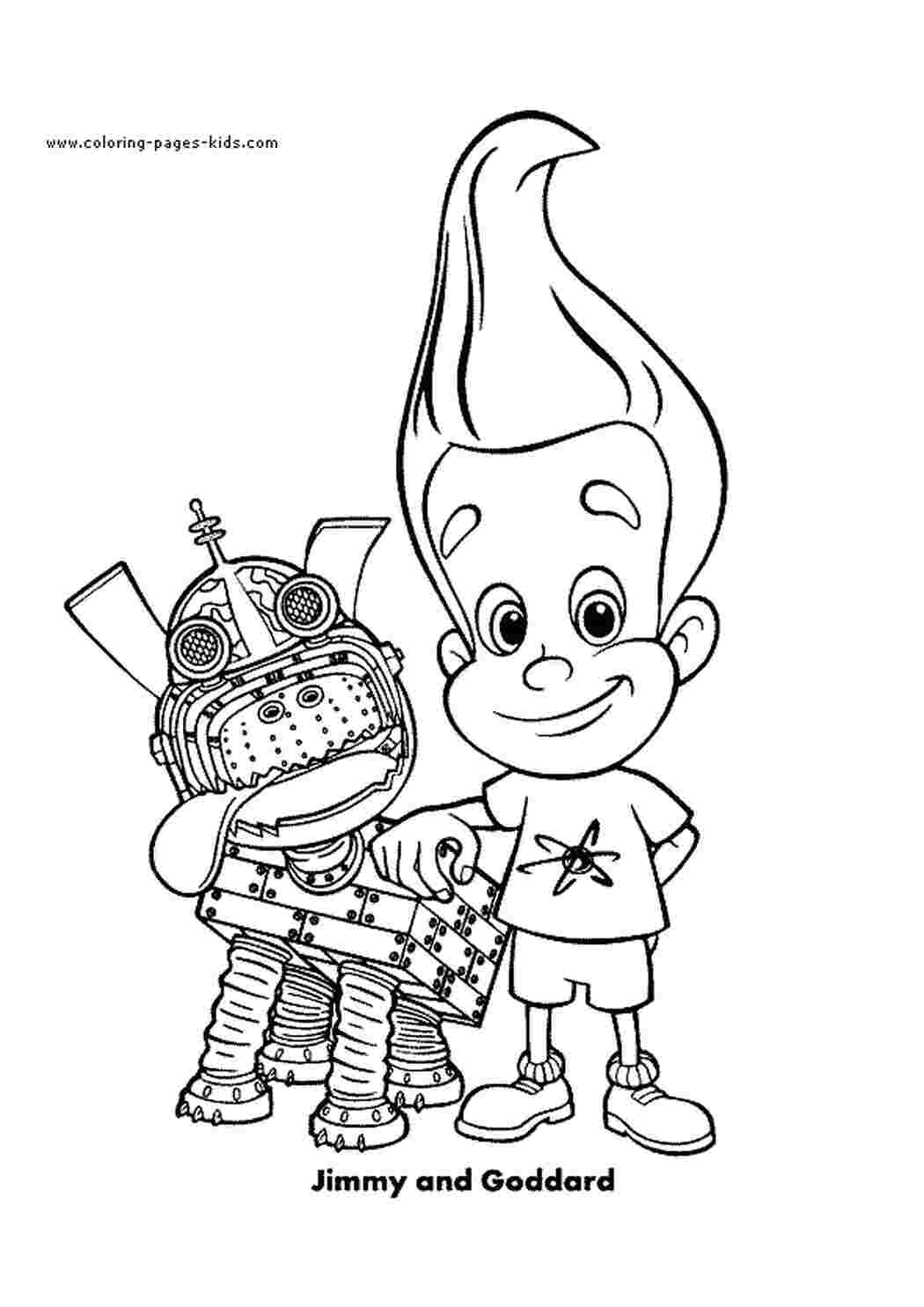 Раскраска розмальовки мультфільми Nickelodeon розмальовки Джиммі Нейтрон Ґоддар собака робот