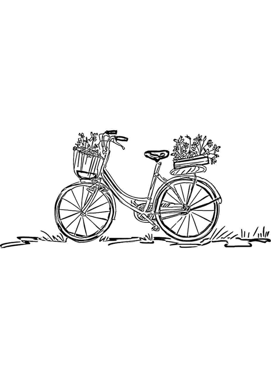 Раскраска Гарні розмальовки Миле зображення велосипеда з квітами