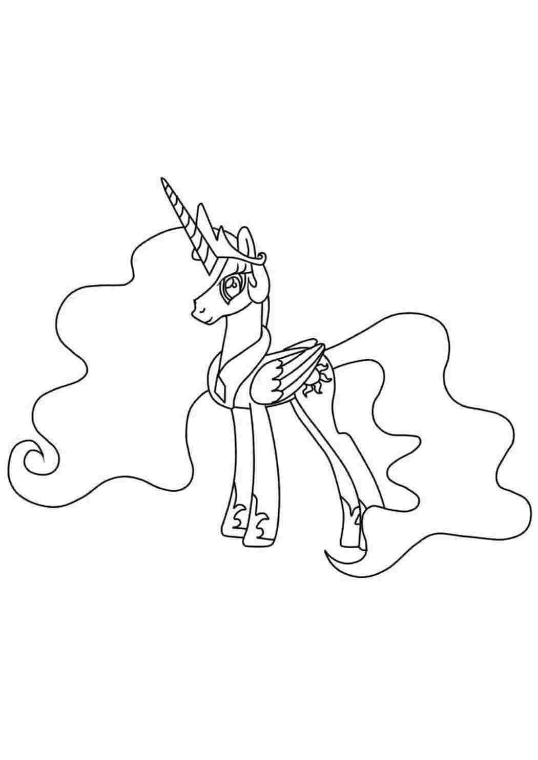 Раскраска Понi з My Little Pony з великим хвостом та гривою