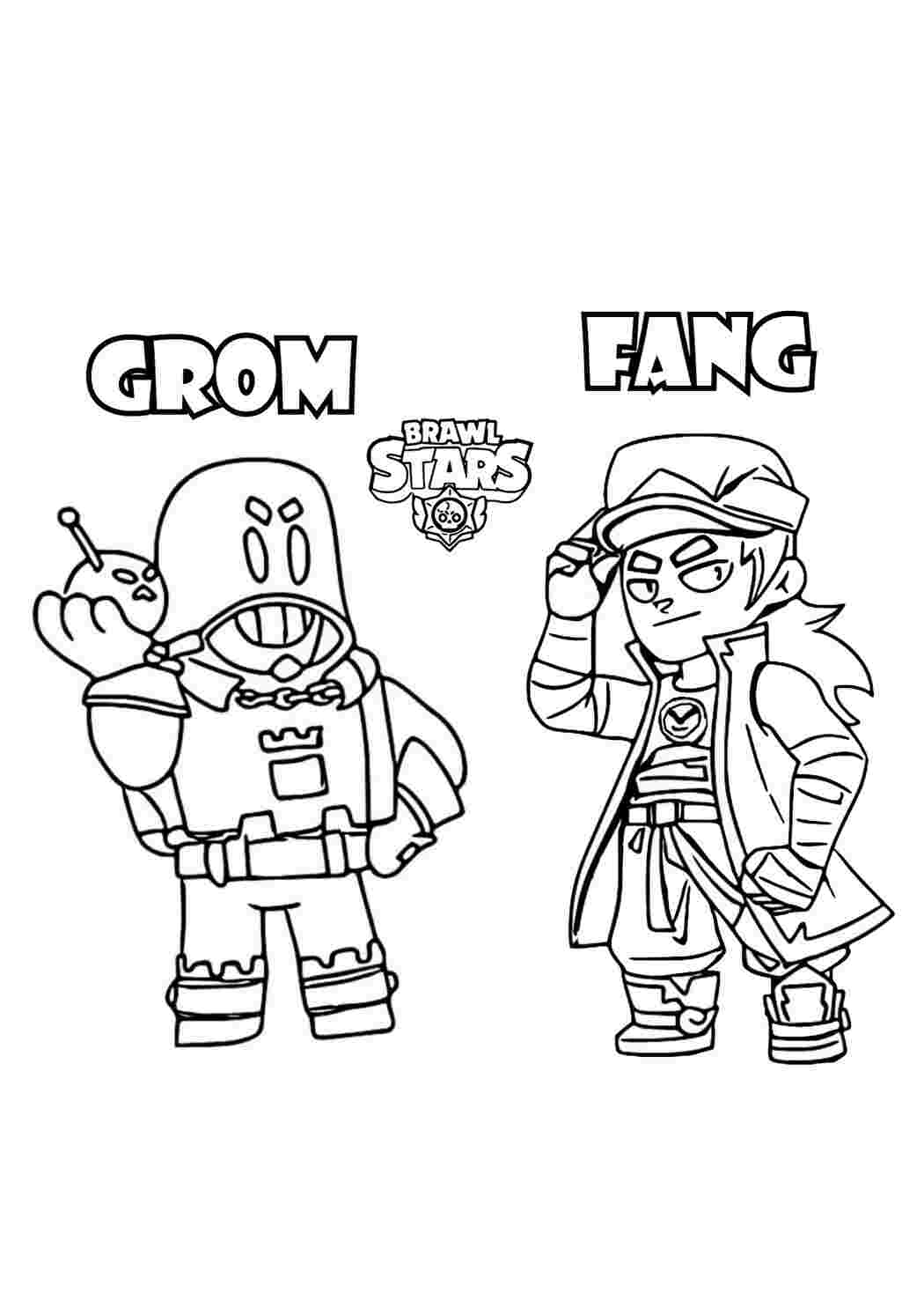 Раскраска Гарні розмальовки Розфарбування Brawl Stars Фенг і Грім