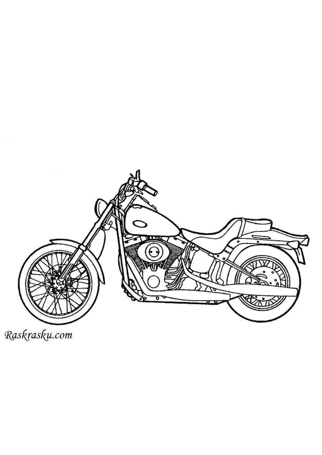 Раскраска Мотоцикл Harley Davidson