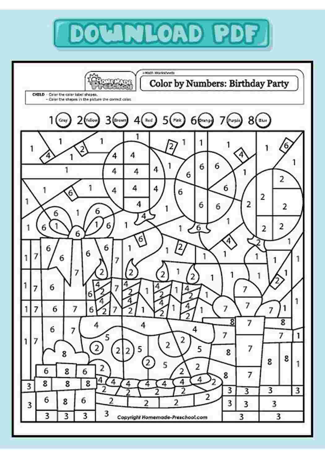 Раскраска Розфарбування за цифрами з тваринами та технікою