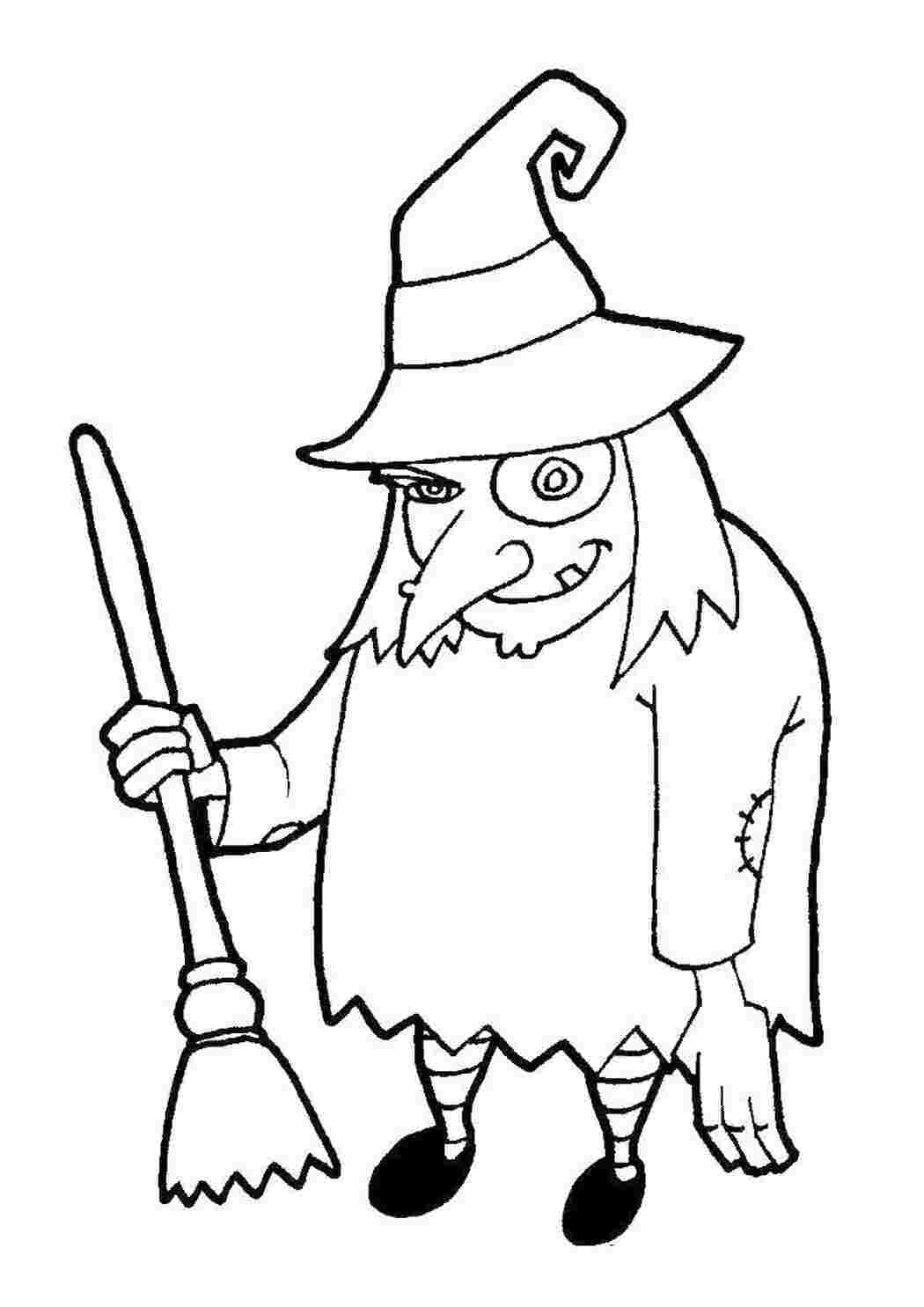 Раскраска Відьма з мітлою