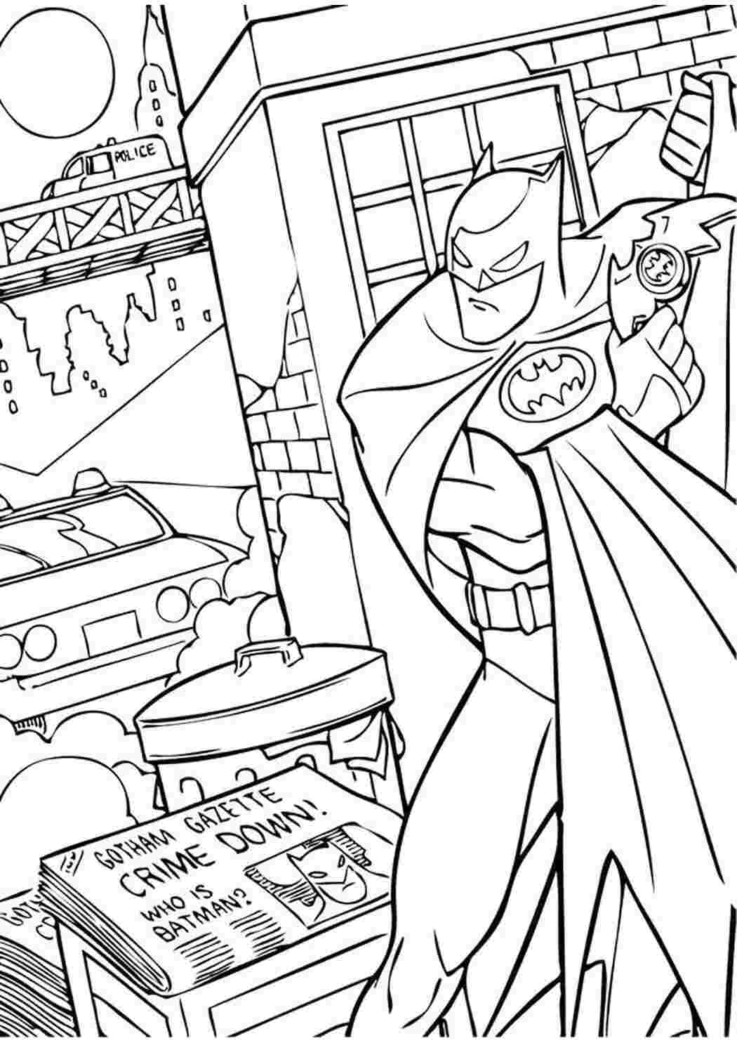 Раскраска Розфарбування Бетмен у місті