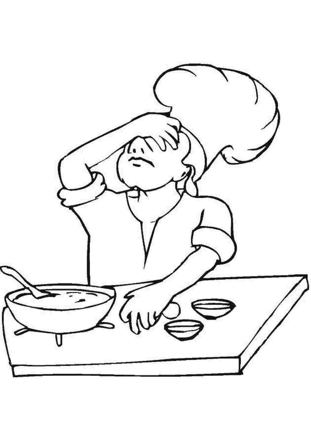 Раскраска Кухар готує їжу