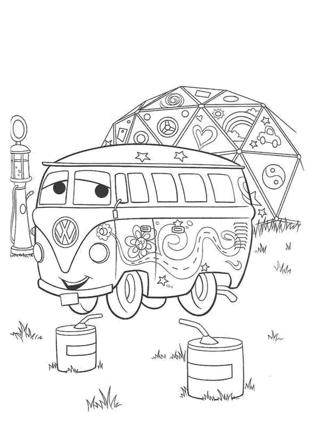 Раскраска Машинки для розмальовок ігри фургон Volkswagen