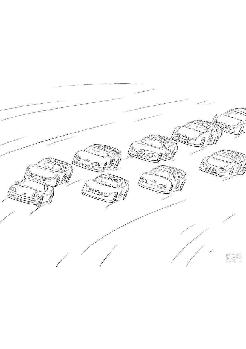 Раскраска Автомобіль на гоночній трасі