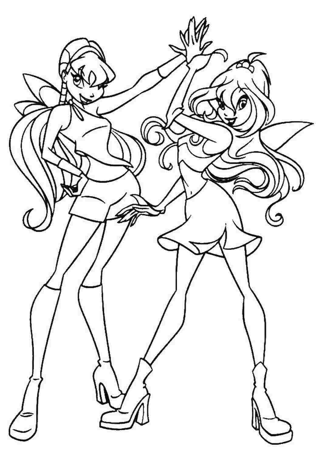 Раскраска Стелла та Блум з мультфільму Winx