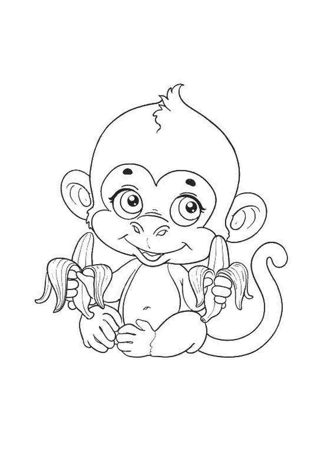 Раскраска Мавпочка з двома бананами