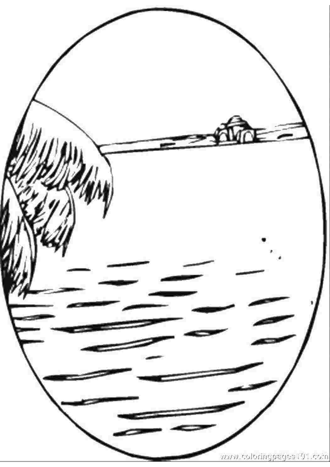 Раскраска Шматочок моря та пальми