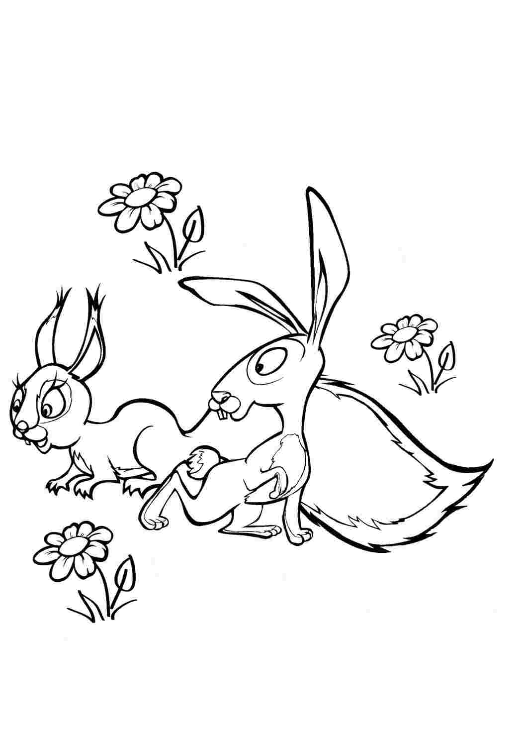 Раскраска Малюнки для вітражного мистецтва з мультфільму Маша і Ведмідь Заєць та Білка