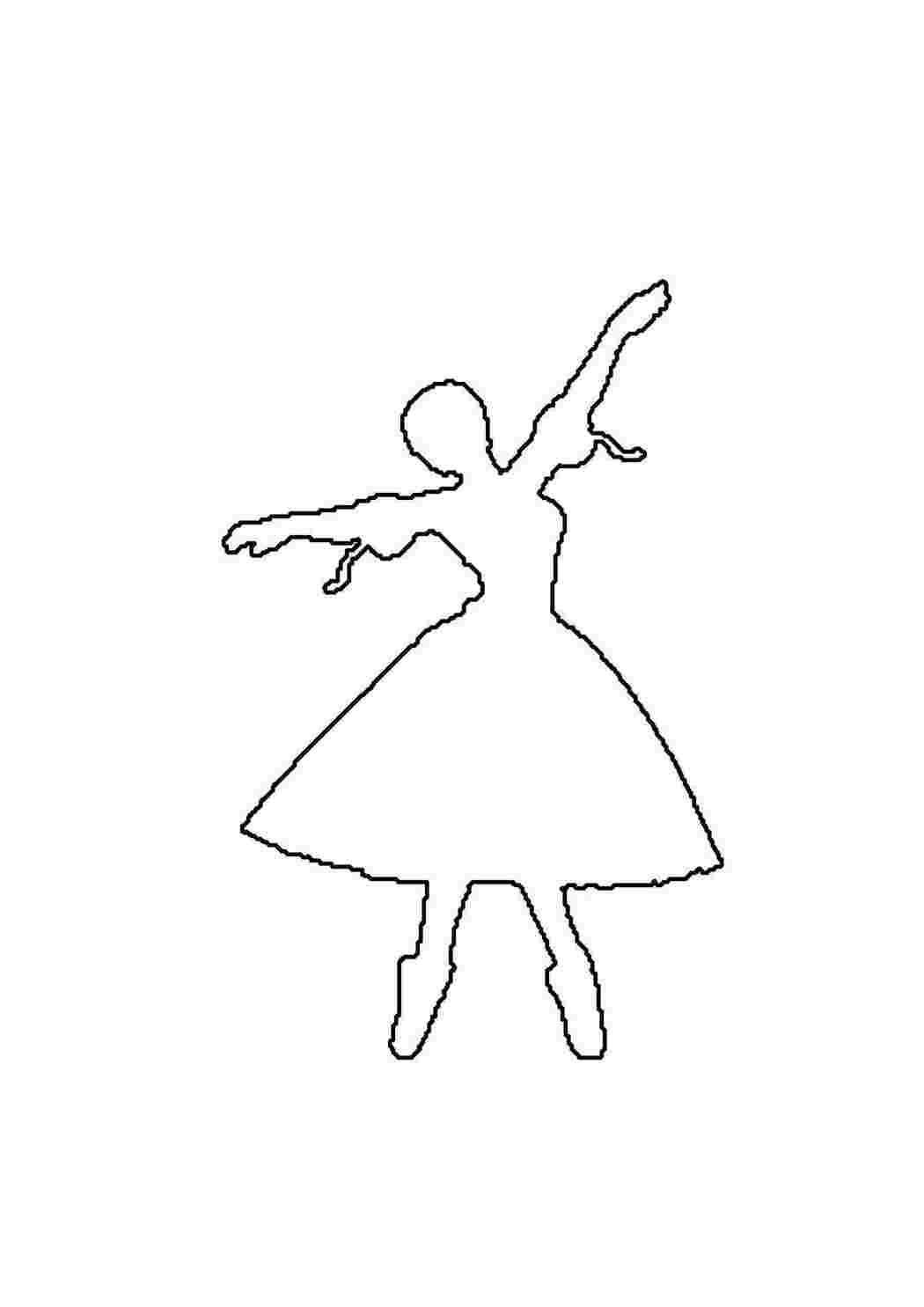 Раскраска Розфарбовки контури балерина для вирізання з паперу дітям для поделок для трафаретів