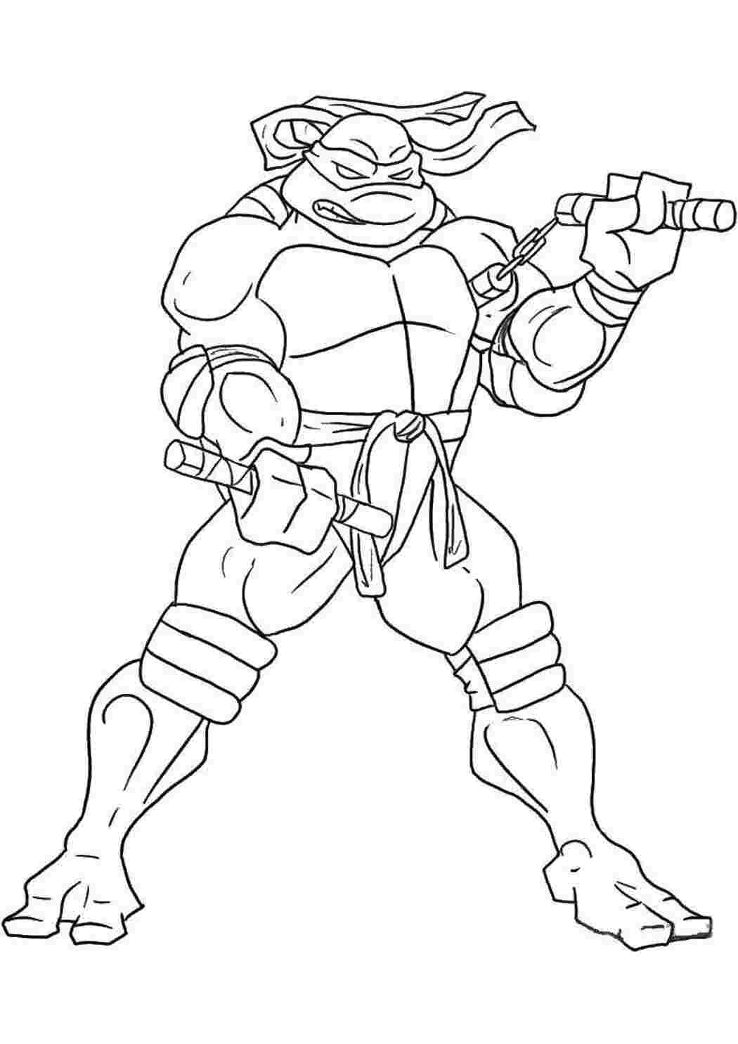 Раскраска Потужний ніндзя Мікеланджело