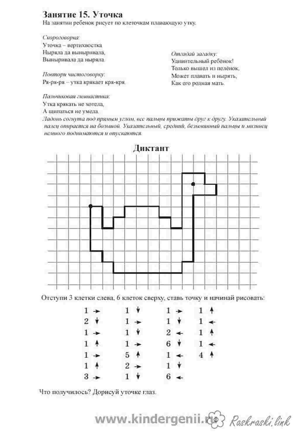 Раскраска Графічний диктант качка