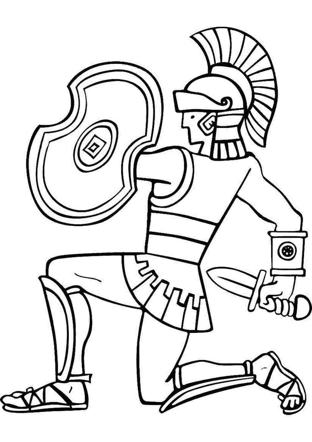 Раскраска Лицар із мечем та щитом