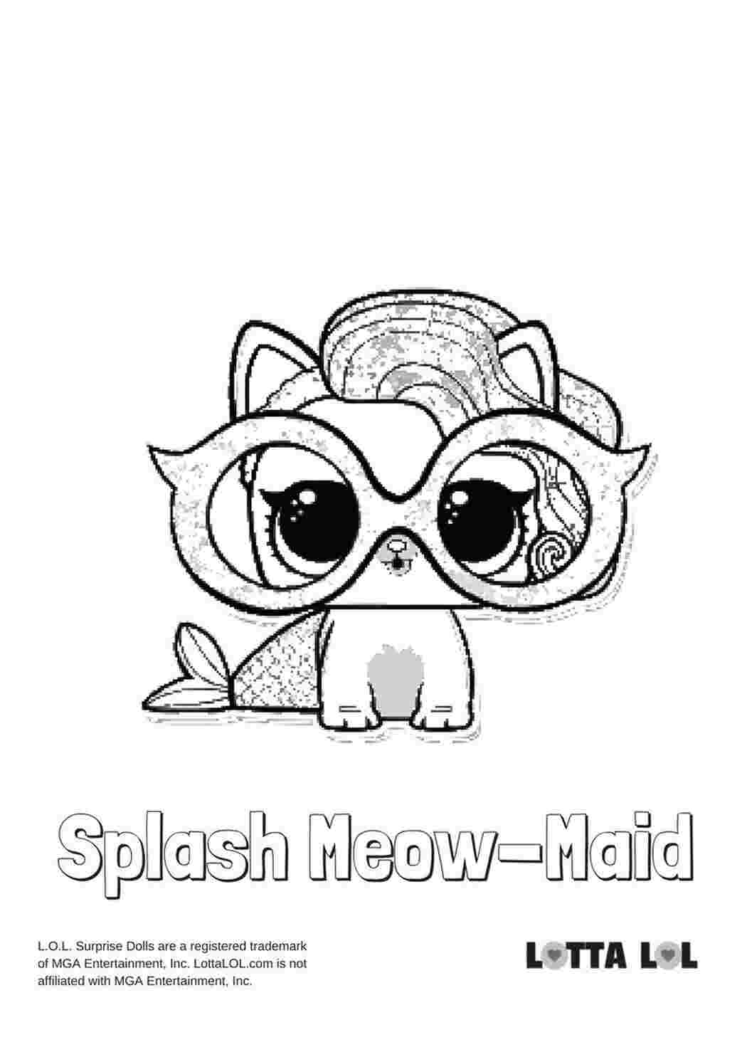 Раскраска Розфарбовування lol онлайн Splash Meow Maid котенок русалка lol