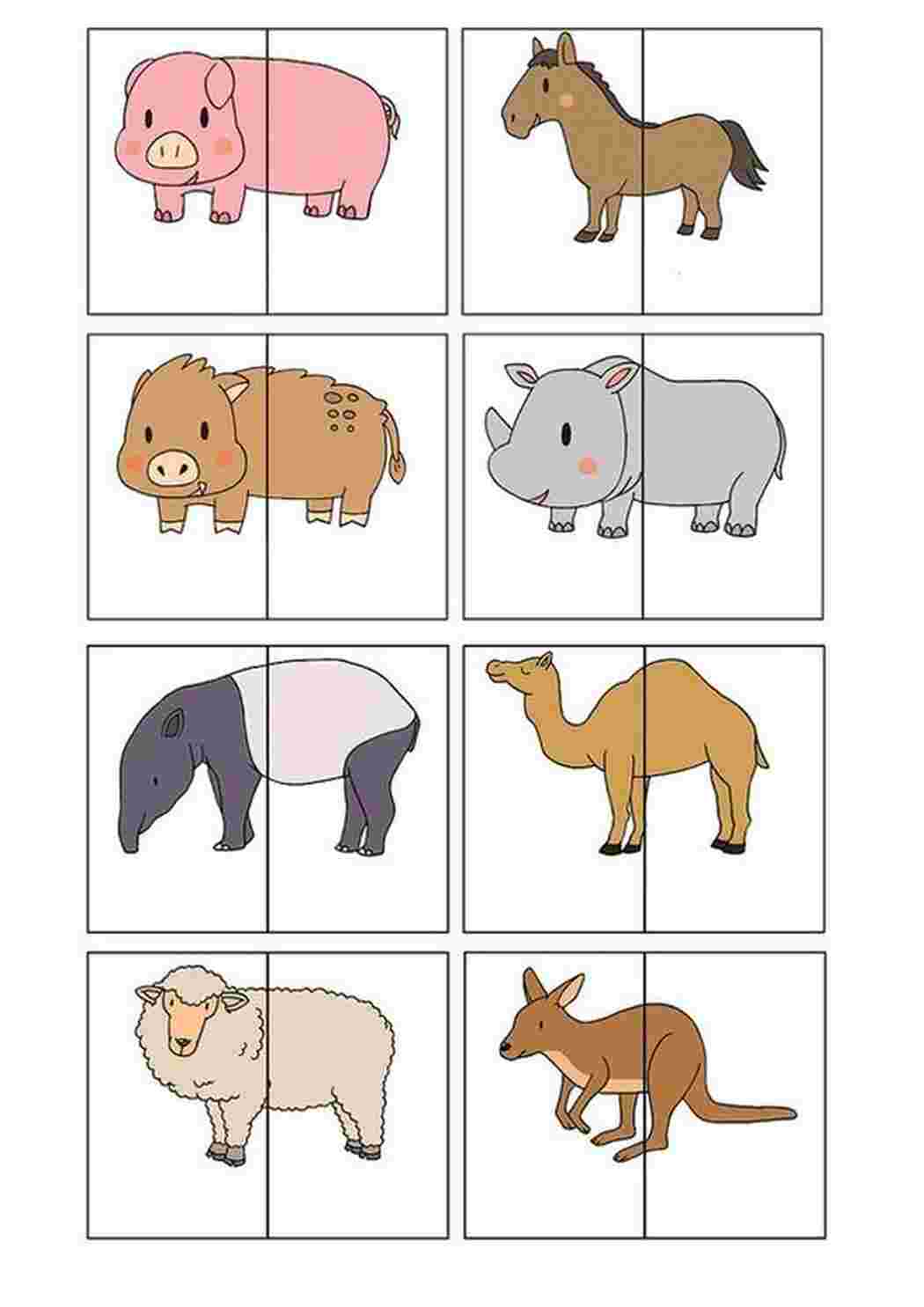 Раскраска Картки які потрібно вирізати та дати дітям щоб вони знайшли пару