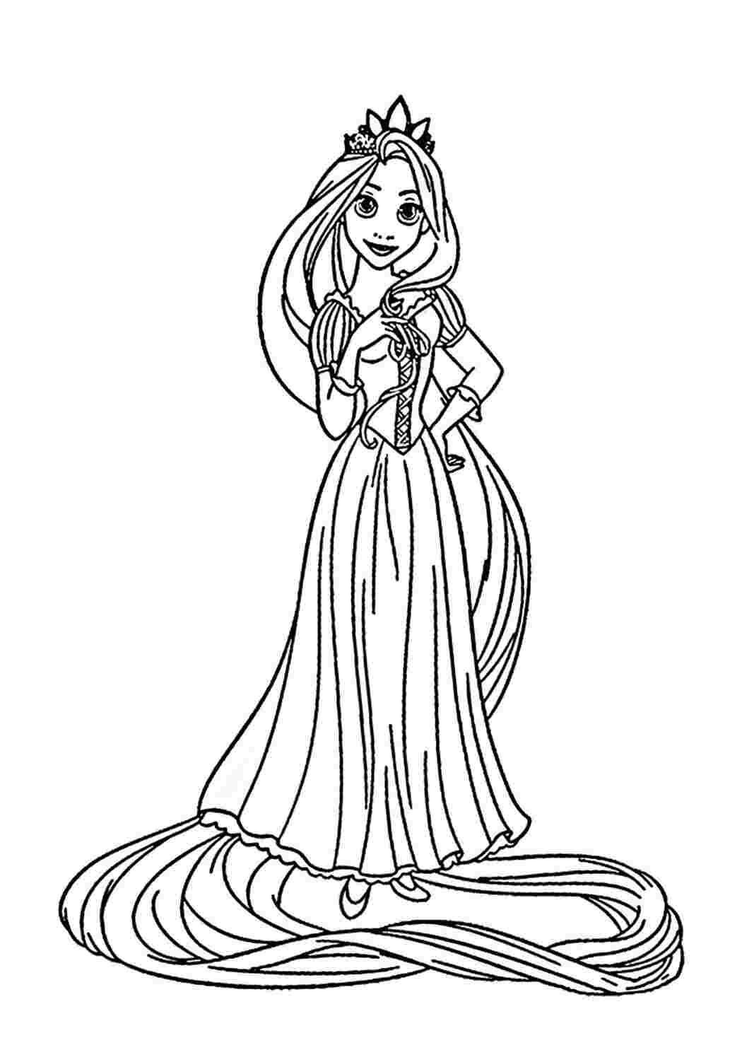 Раскраска Гарні розмальовки Гарна дівчина Рапунцель