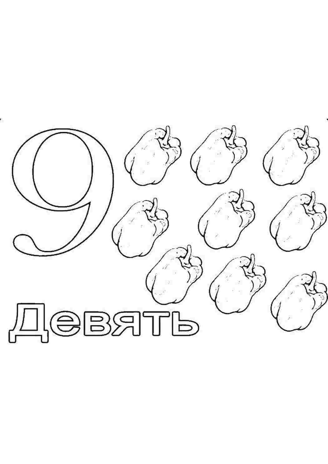 Раскраска Дев'ять