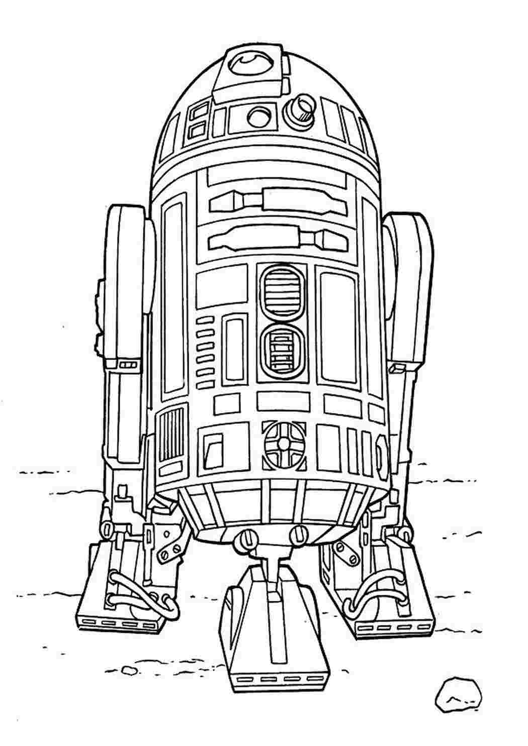Раскраска Розфарбування астроробот R2D2 розмальовка робот роботи зірка війни розмальовки з фільмів Лукаса