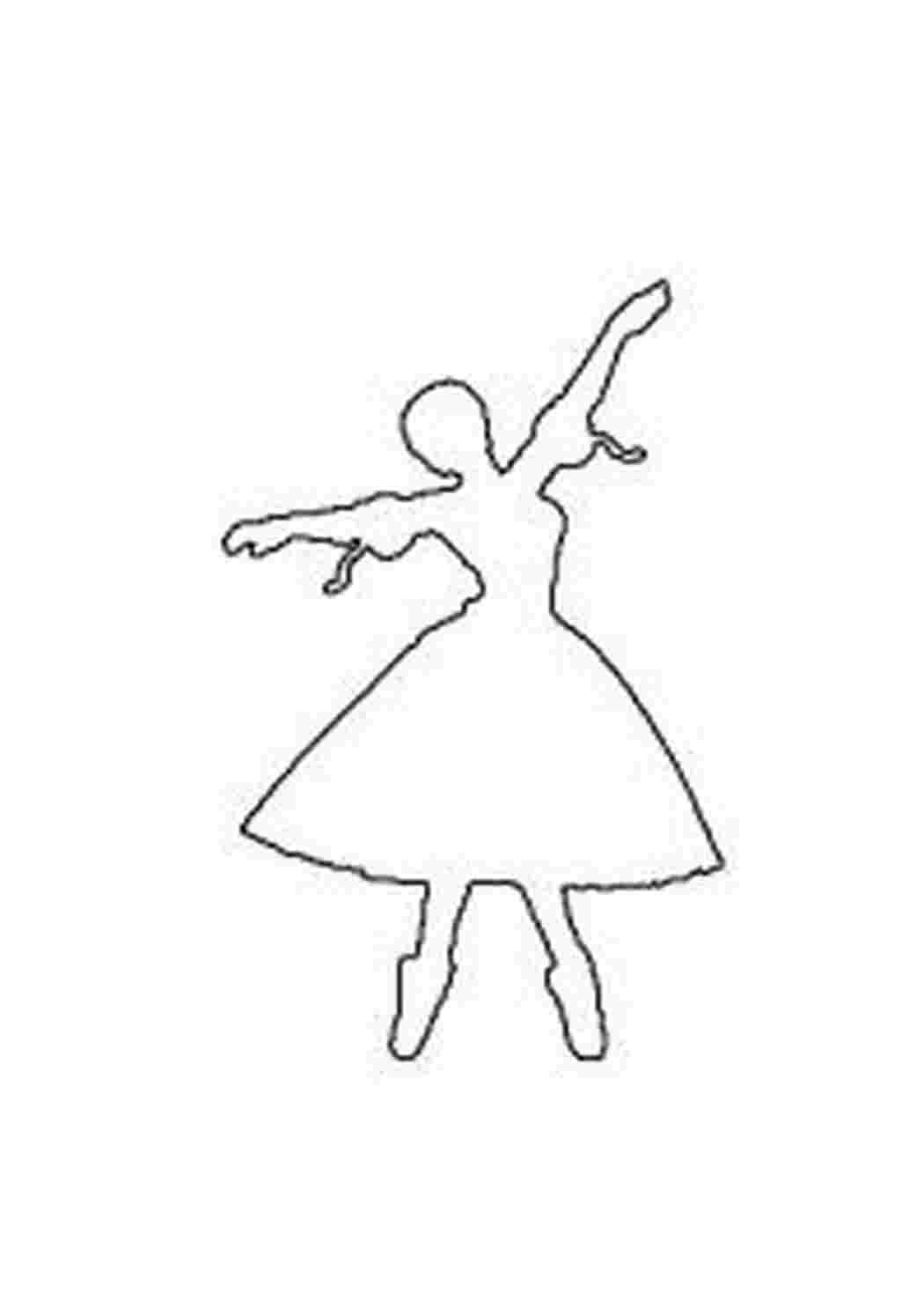 Раскраска Розфарбунки контурів балерина для вирізання з паперу дітям для поделок для трафаретів