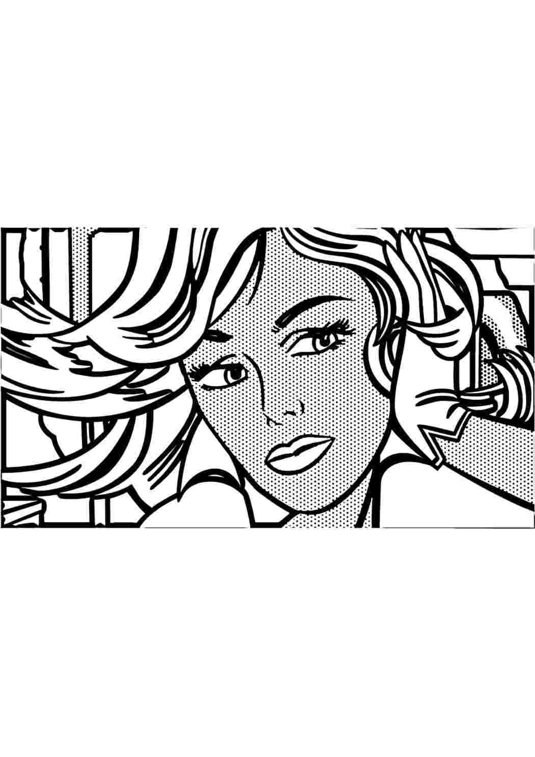 Раскраска Гарні розмальовки Гарна дівчина приклала руку до свого обличчя