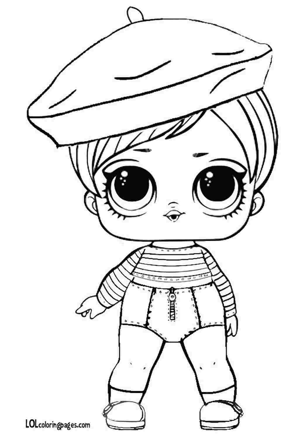 Раскраска Розфарбування лялька LOL Сюрприз Beatnik Babe розфарбування ляльки LOL у береті