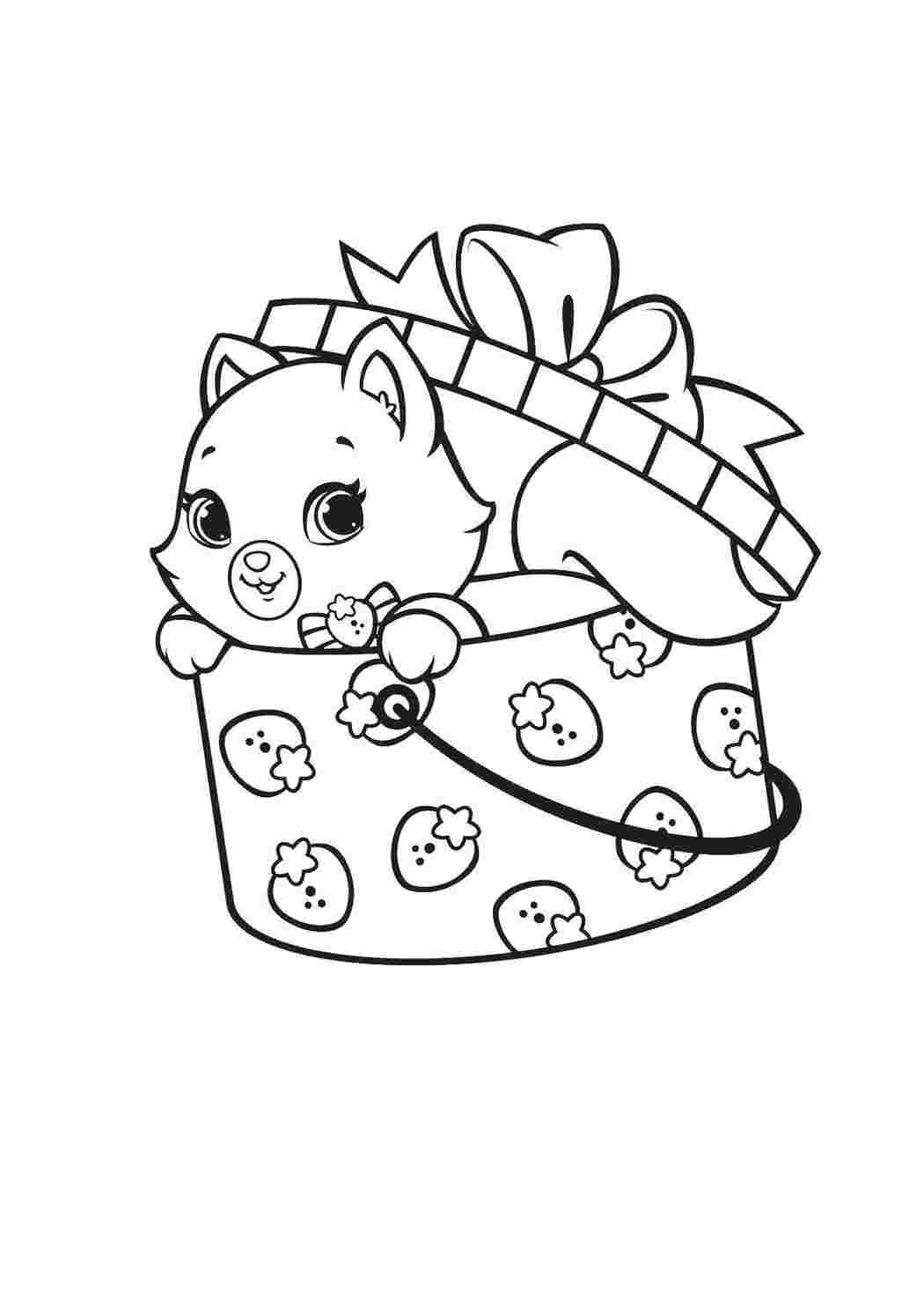 Раскраска Милий кошеня у коробці