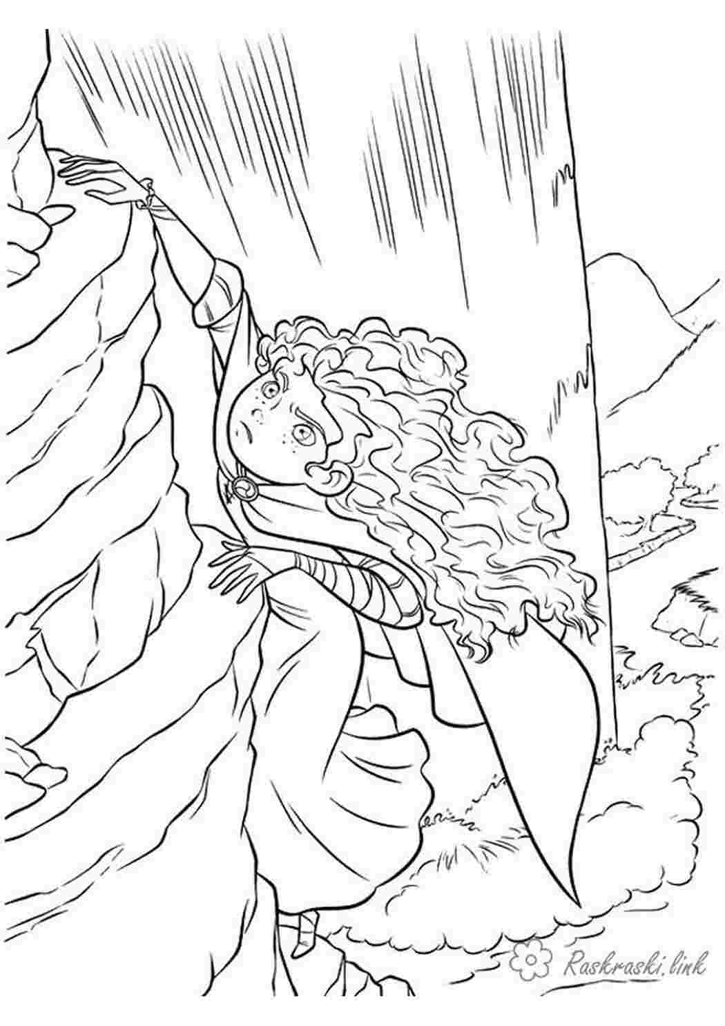 Раскраска розмальовки відважна серцем розмальовки мультфільми Мерида дівчина скелі