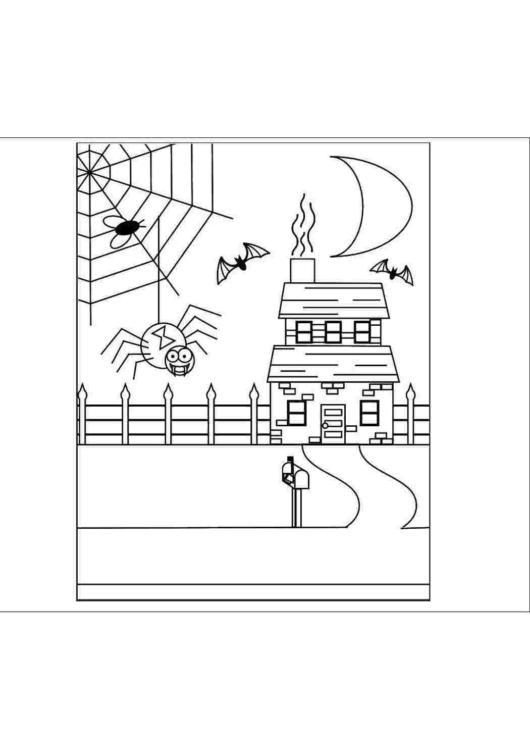 Раскраска Павук біля будинку