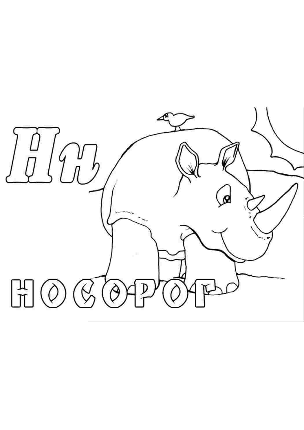 Раскраска Розфарбунок носоріг
