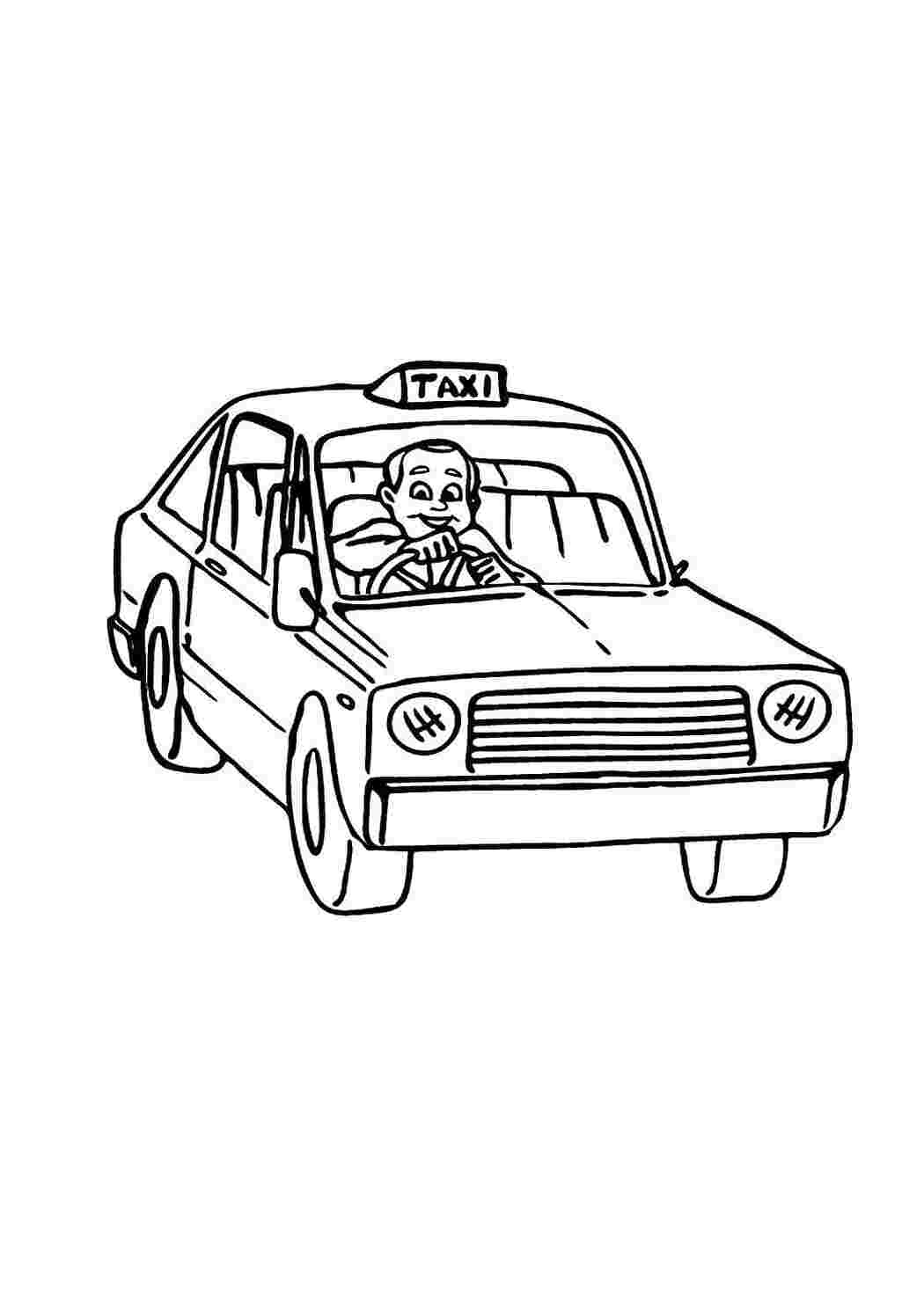 Раскраска водій таксі таксі машина таксі