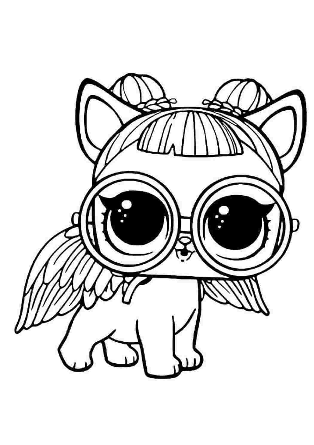 Раскраска Розфарбовки ляльки LOL Sugar Pup LOL цуценя з крильцями та в окулярах