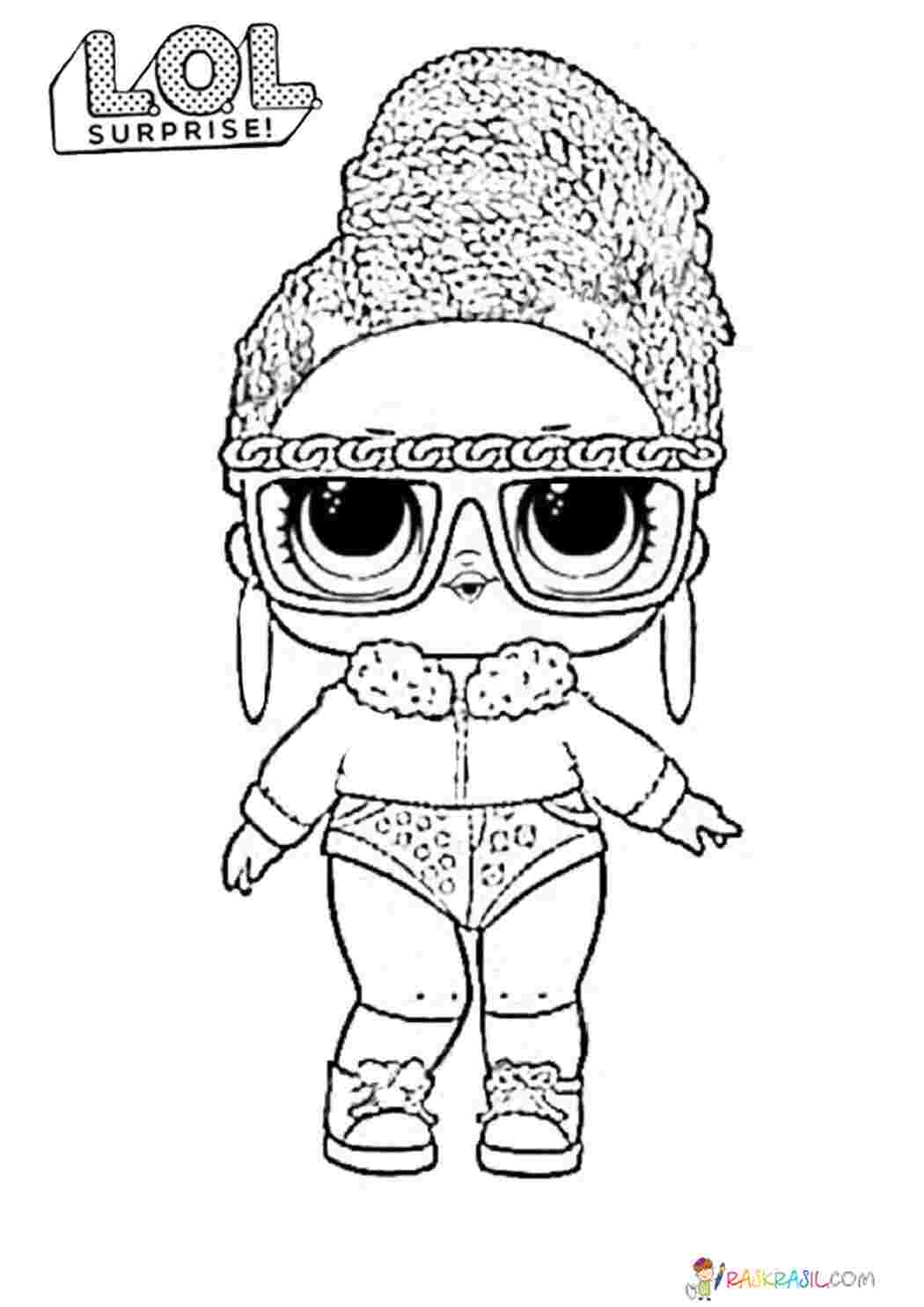 Раскраска Розфарбування з ляльками для дівчинки лялька LOL Bling Queen розмальовки ляльок LOL роздрукувати