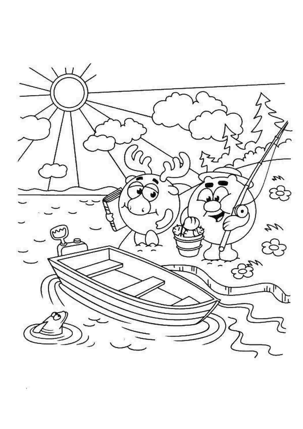 Раскраска Лосяш і копатич у воду