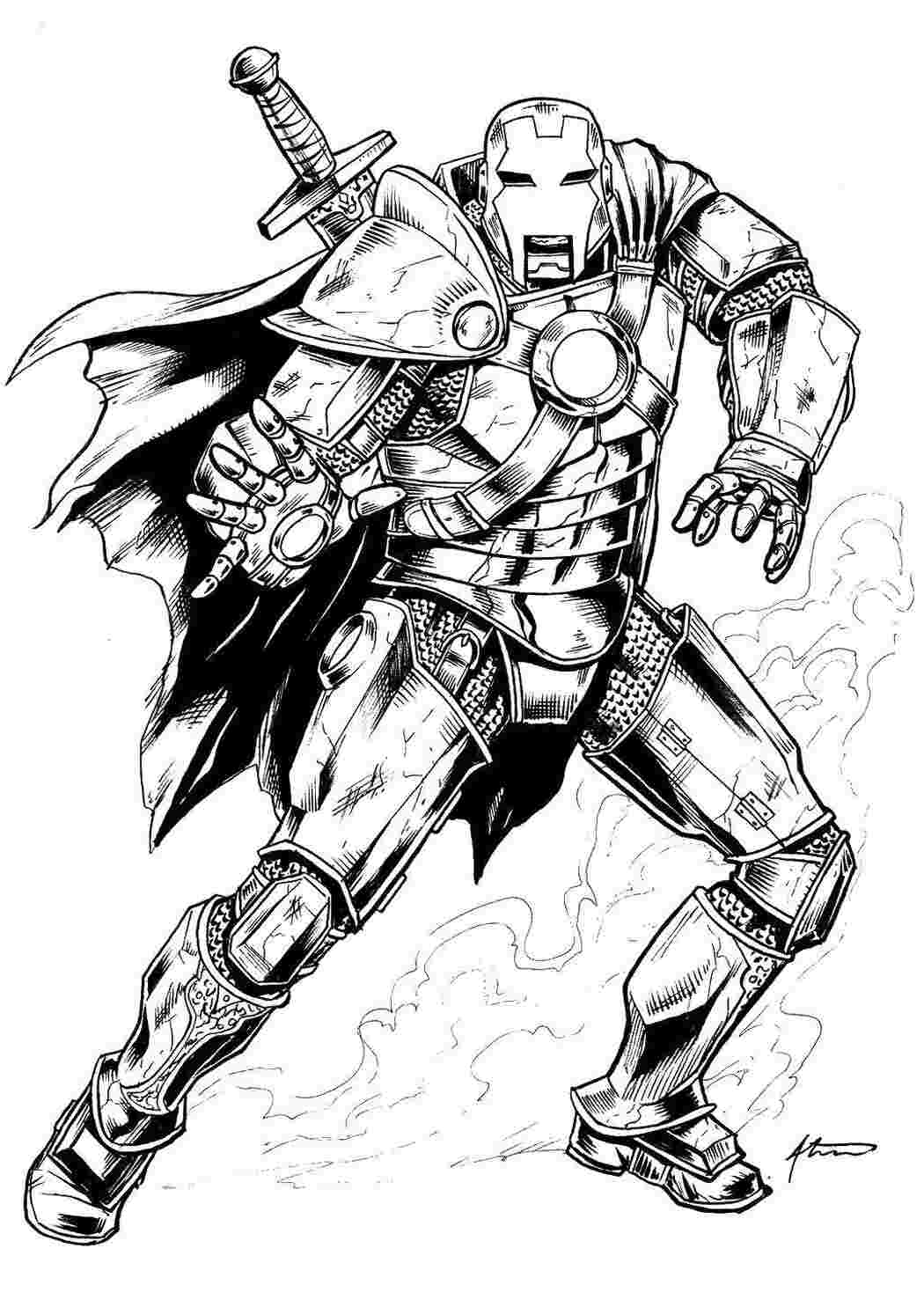 Раскраска Залізна людина в плащі
