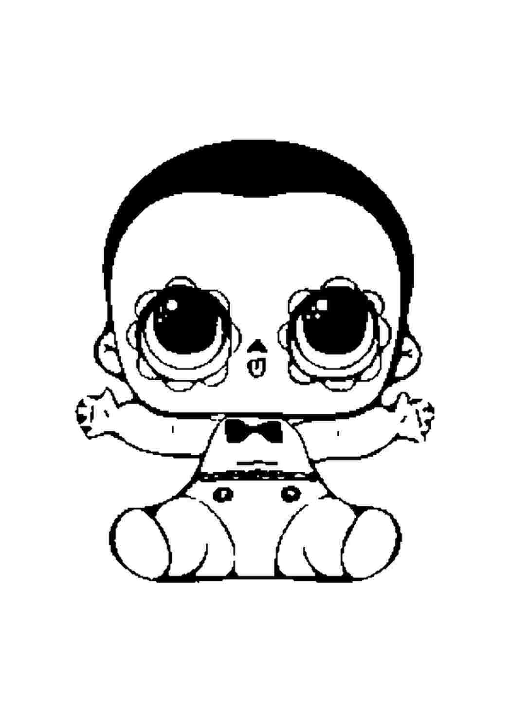 Раскраска Розфарбування з ляльками для дівчинки лялька LOL Lil Bebe Bonito розмальовки LOL Конфеті Поп