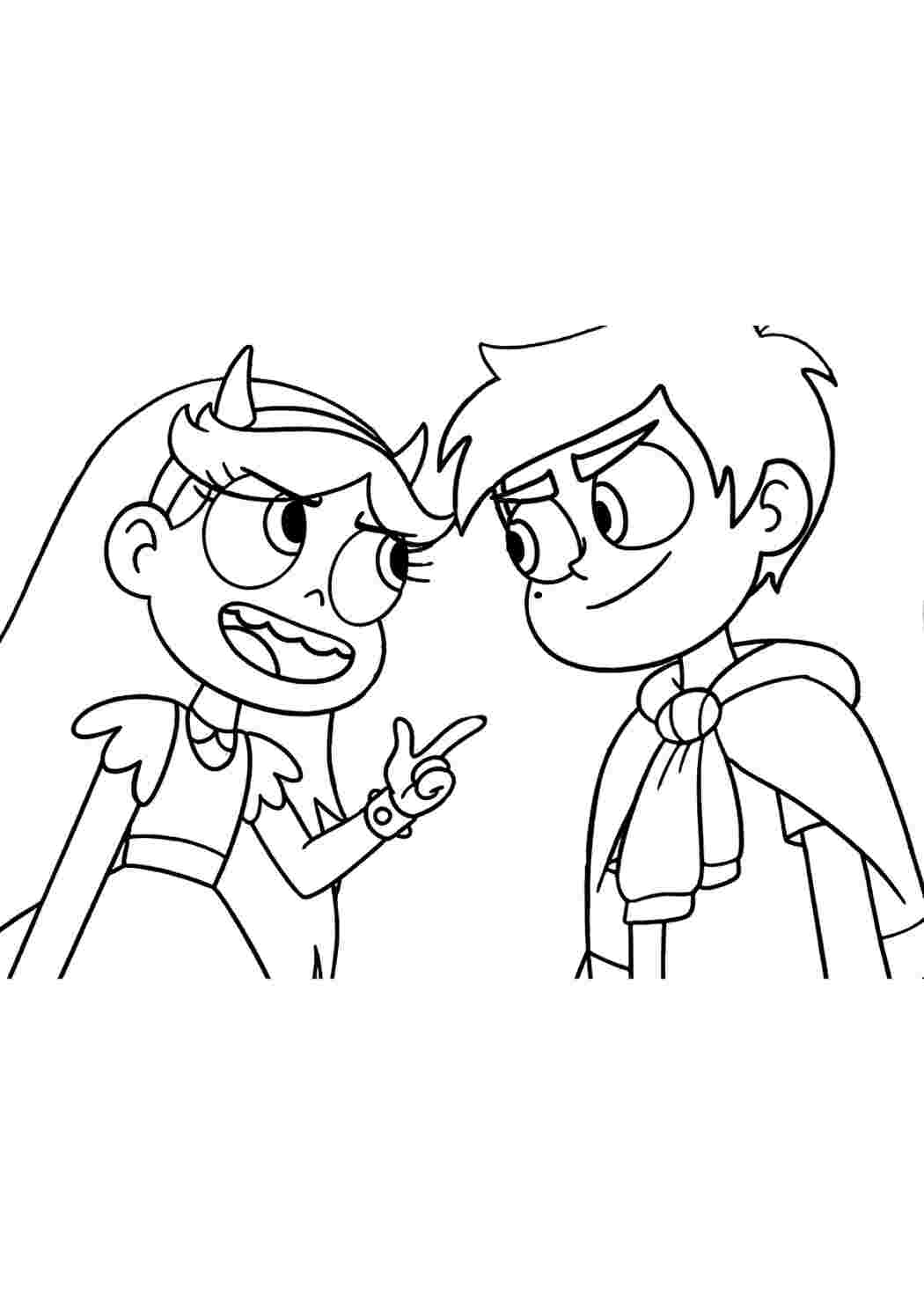 Раскраска Гарні розмальовки що нібито щось задумали Стар і Марко