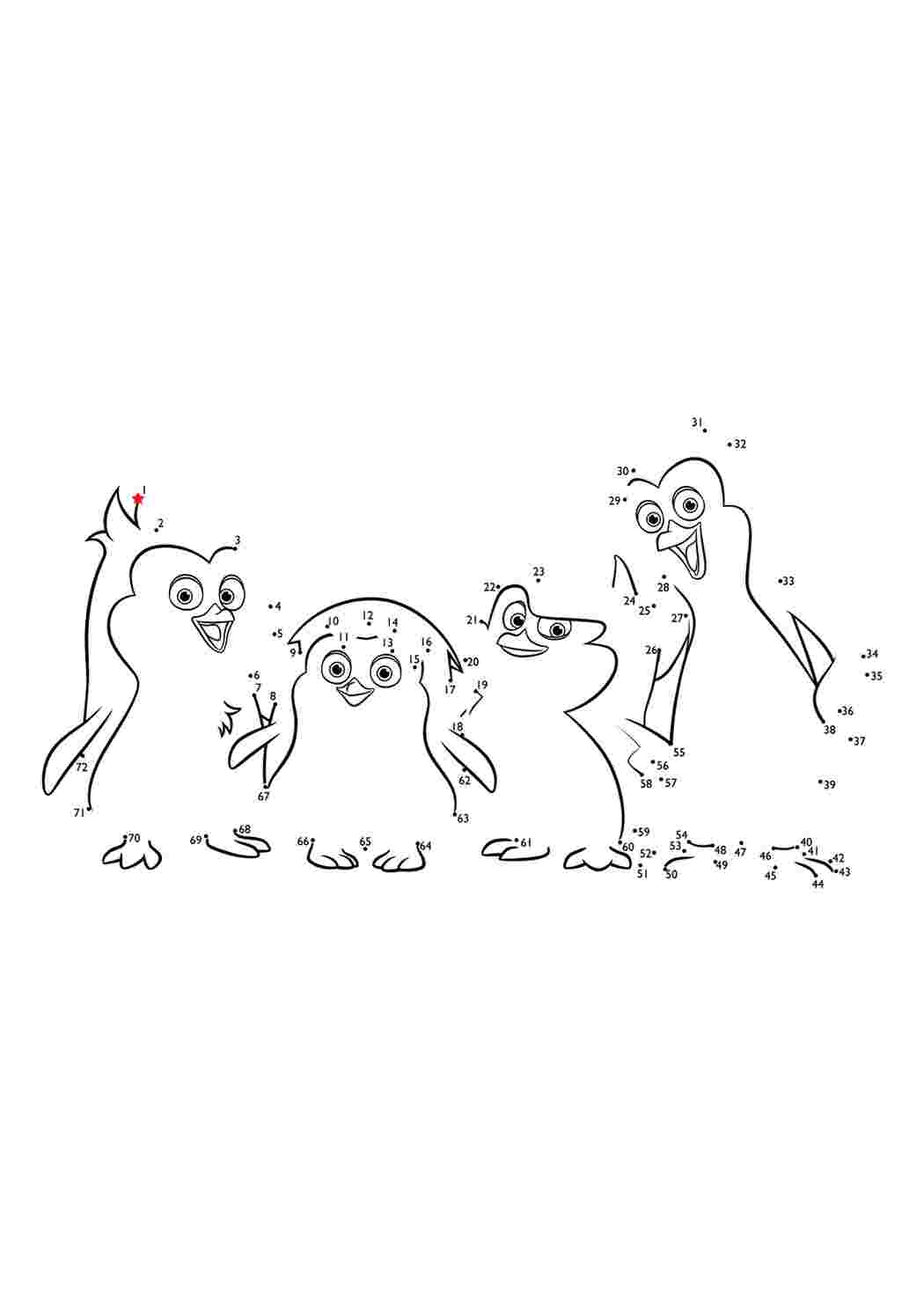 Раскраска З єднай за цифрами та отримай пінгвіна Зимові розмальовки