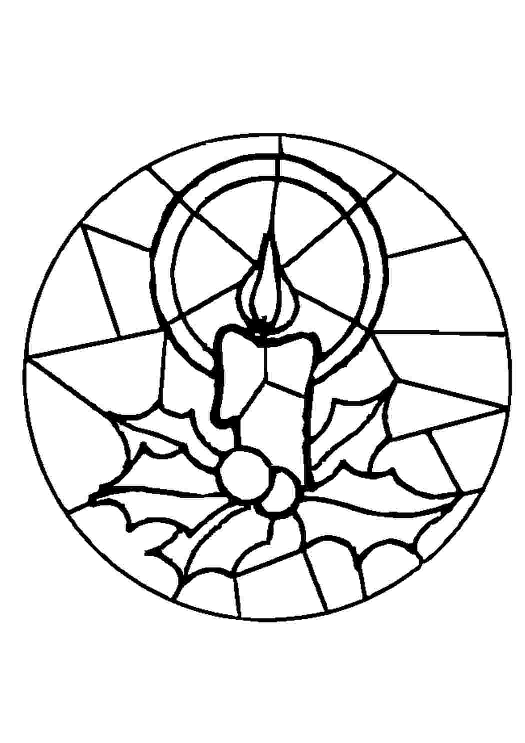 Раскраска Малюнки для вітражного склофарбування свічка