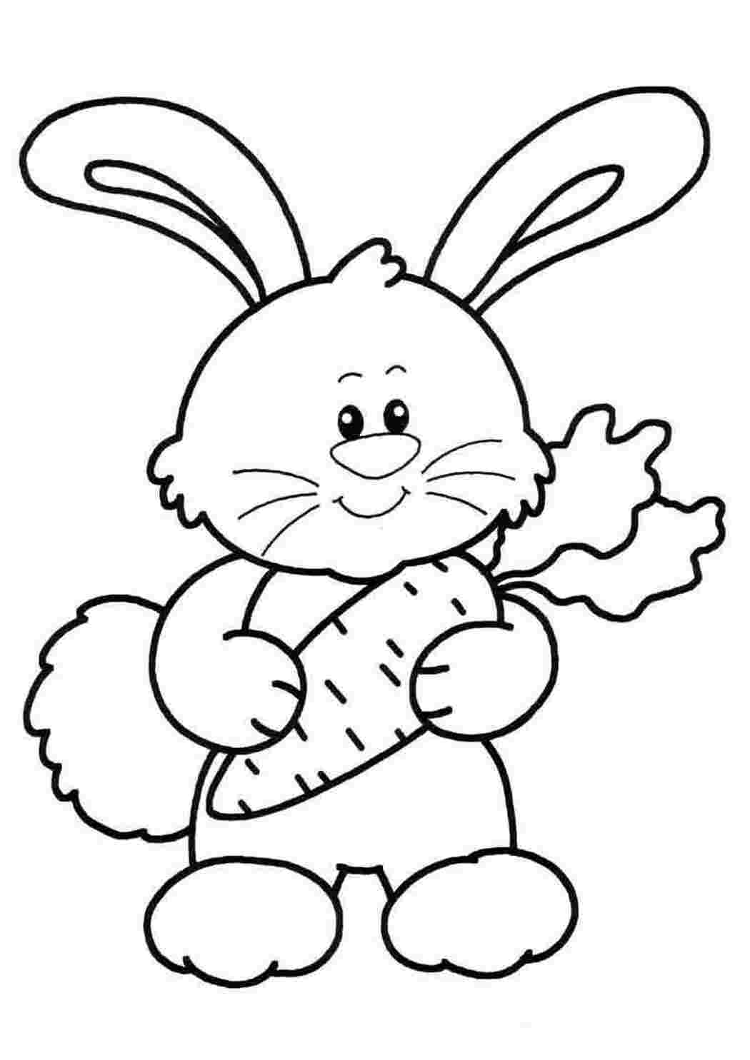 Раскраска Прості розмальовки для малюків дитяча розмальовка зайчик з морквою
