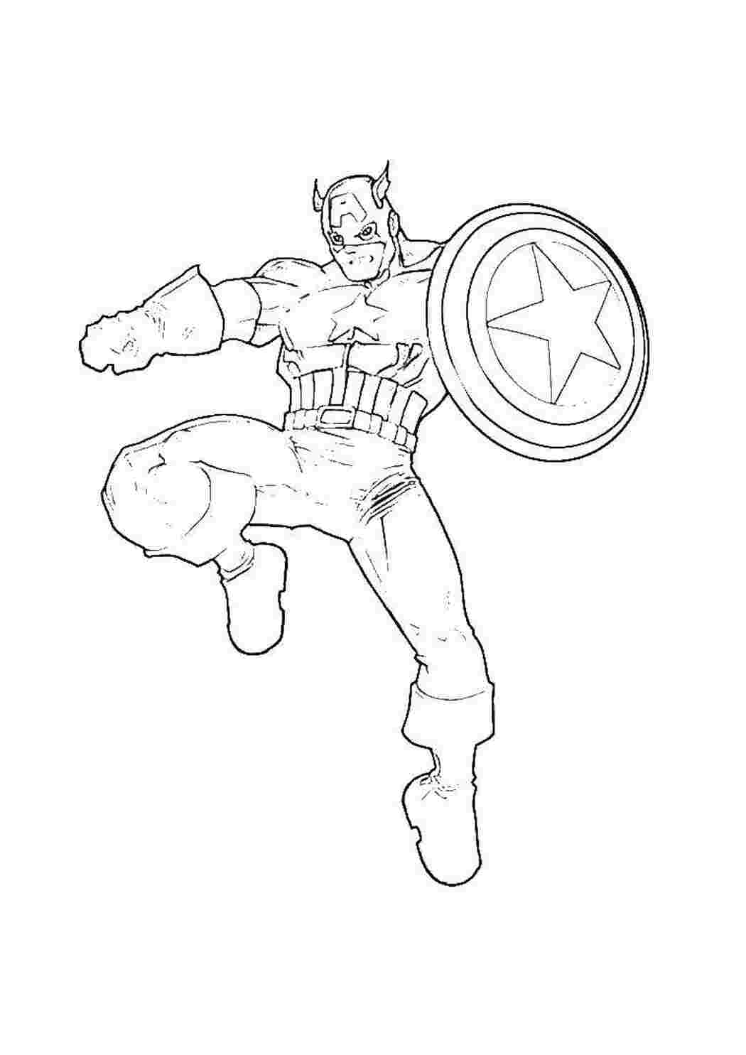 Раскраска Капітан Америка Мститель