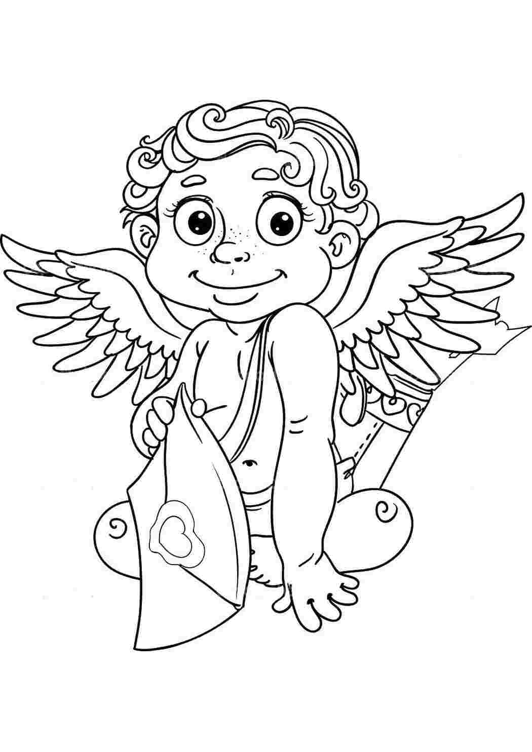 Раскраска Гарні розмальовки Розфарбування День Святого Валентина Купідон Бог Любові