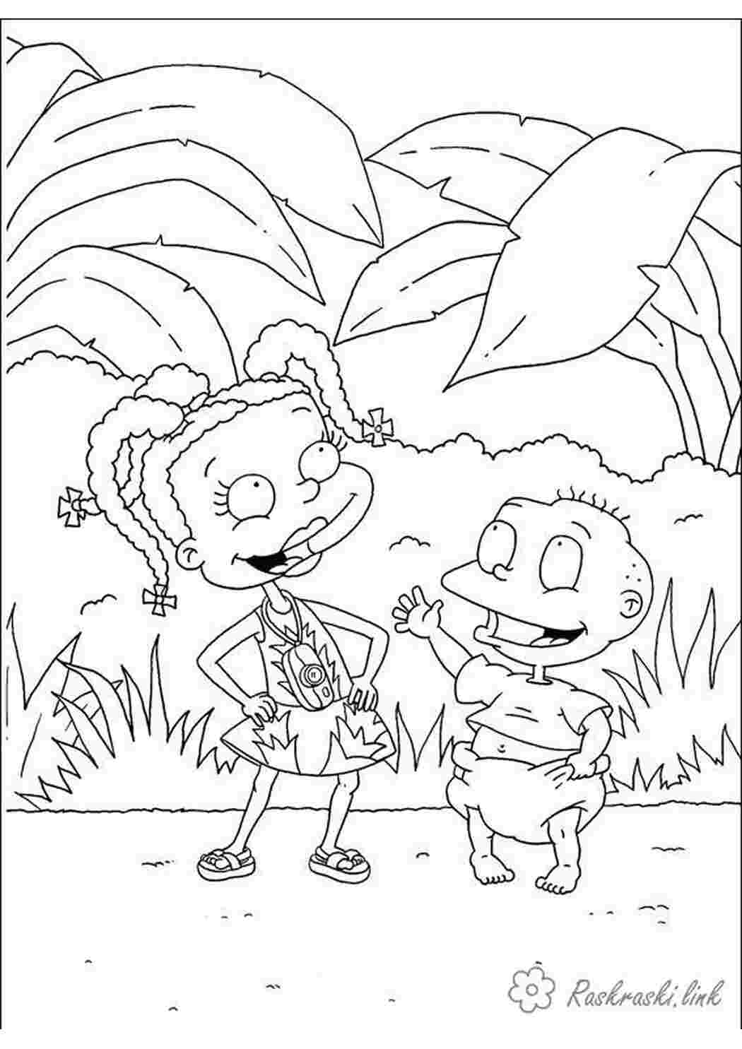 Раскраска розмальовки мультфільми Nickelodeon розмальовки дітки Томмі Сьюзі дівчинка хлопчик